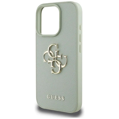 Guess Grained Big 4G Logo Small Classic Logo – dėklas iPhone 16 Pro Max (žalias)