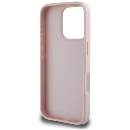 Guess Grained Big 4G Logo Small Classic Logo – dėklas, skirtas iPhone 16 Pro (rožinis)