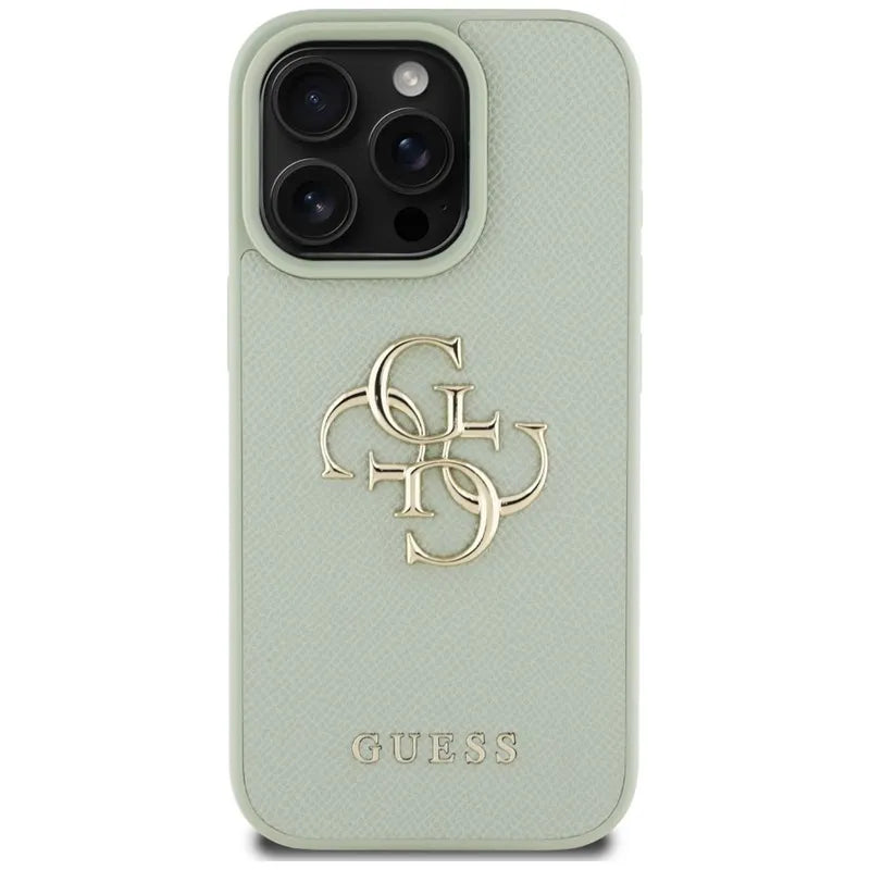 Guess Grained Big 4G Logo Small Classic Logo – dėklas, skirtas iPhone 16 Pro (žalias)