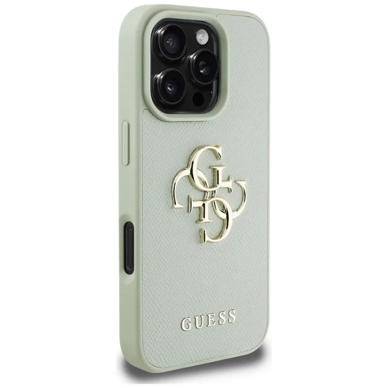Guess Grained Big 4G Logo Small Classic Logo – dėklas, skirtas iPhone 16 Pro (žalias)