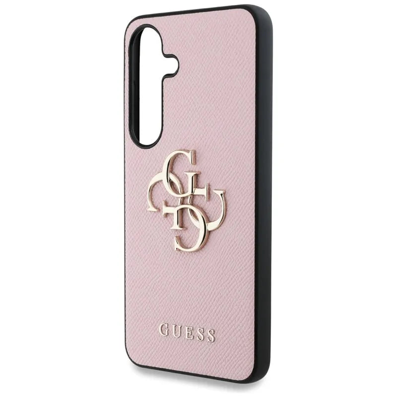 Guess Grained Big 4G Logo Small Classic Logo – dėklas, skirtas „Samsung Galaxy S25+“ (rožinis)