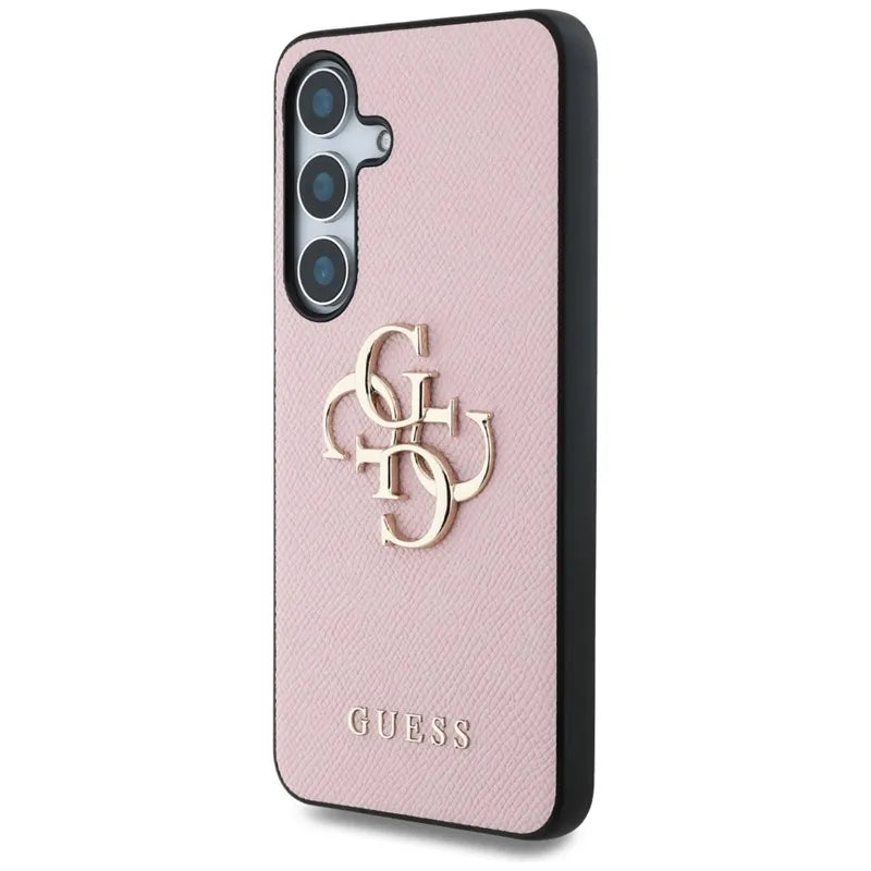 Guess Grained Big 4G Logo Small Classic Logo – dėklas, skirtas „Samsung Galaxy S25+“ (rožinis)