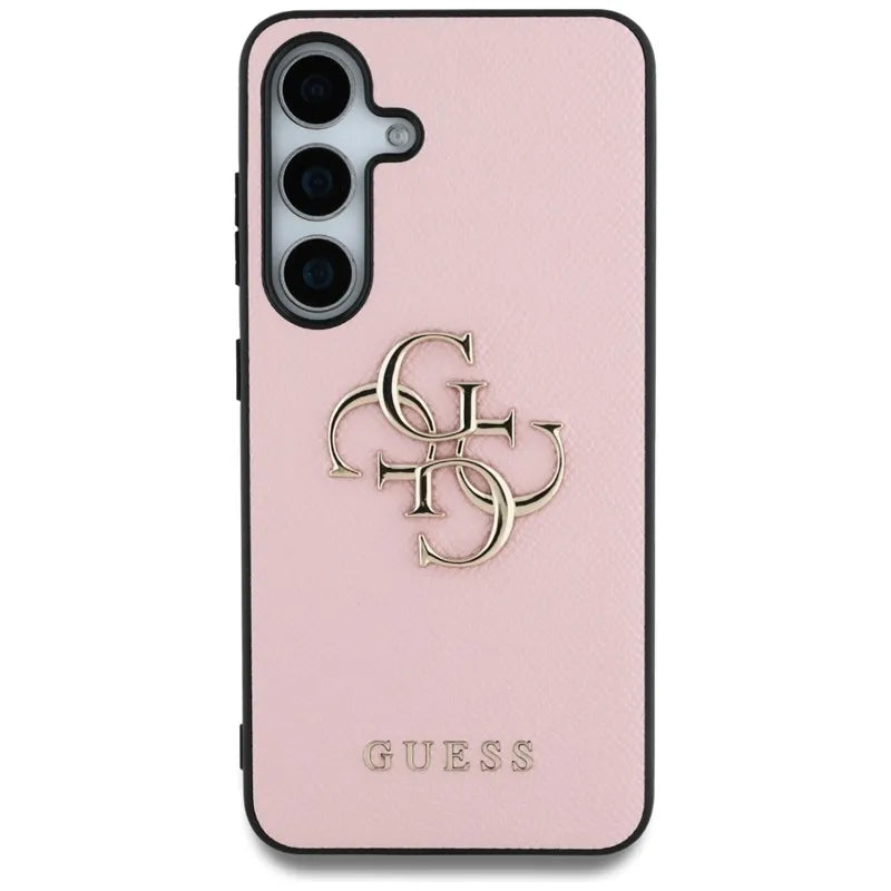 Guess Grained Big 4G Logo Small Classic Logo – dėklas, skirtas „Samsung Galaxy S25+“ (rožinis)