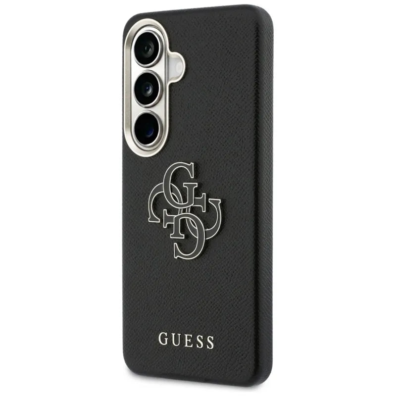 Guess Grained Big 4G Metal Logo dėklas - Samsung Galaxy S26 dėklas (juodas)