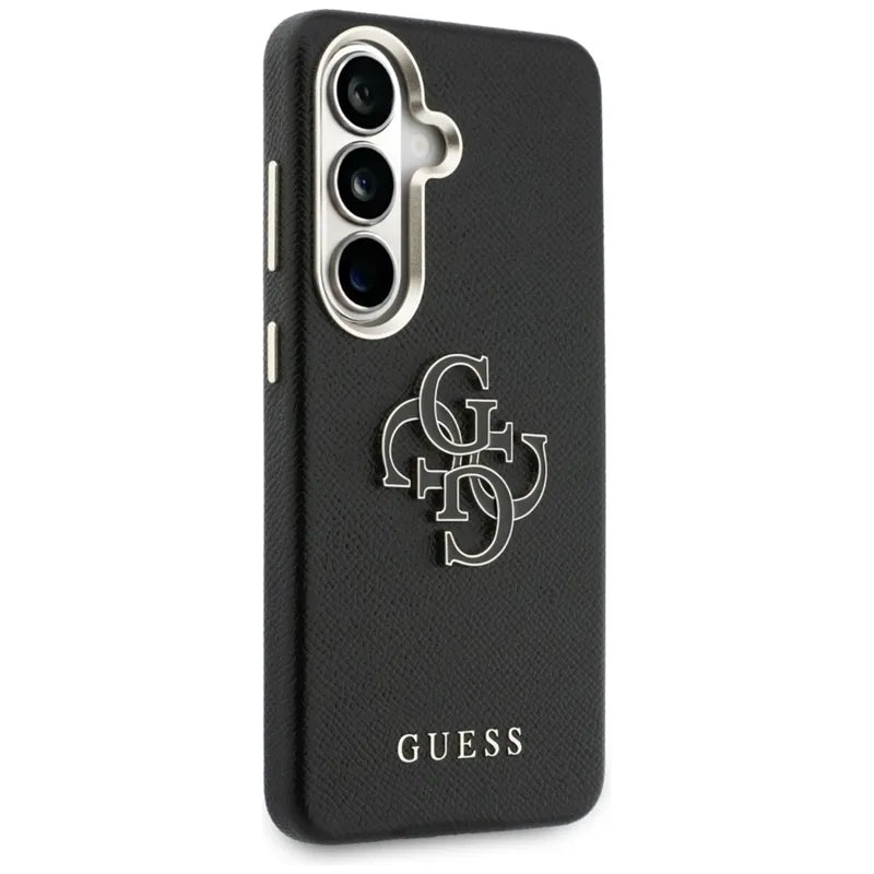 Guess Grained Big 4G Metal Logo dėklas - Samsung Galaxy S26 dėklas (juodas)