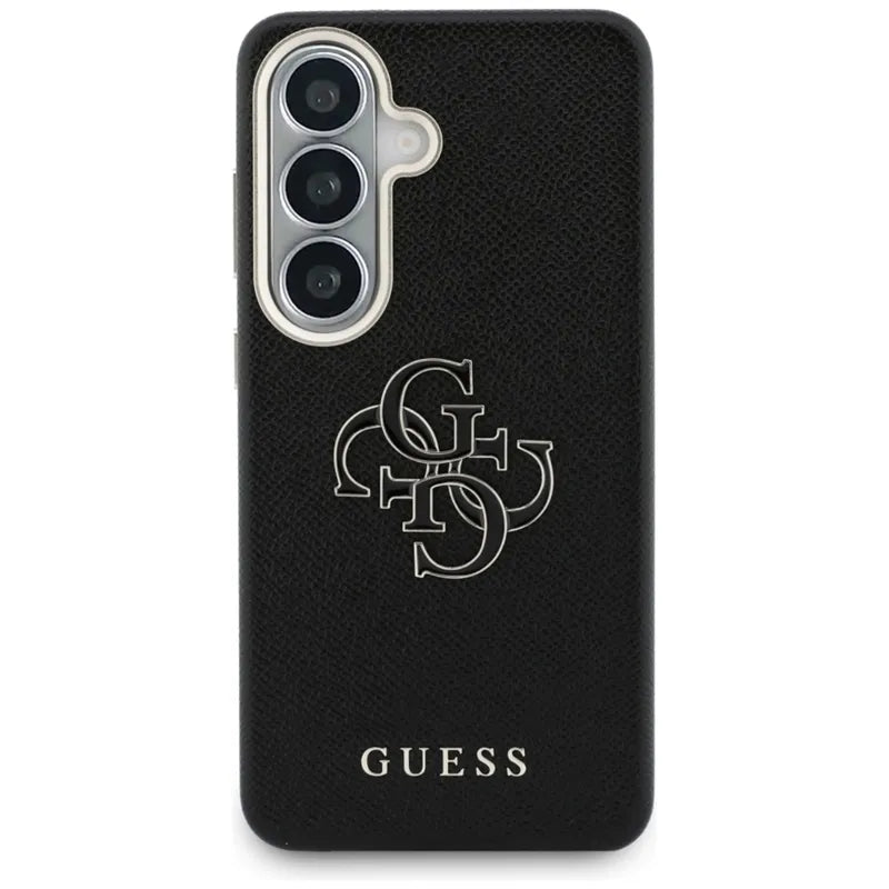 Guess Grained Big 4G Metal Logo dėklas - Samsung Galaxy S26 dėklas (juodas)