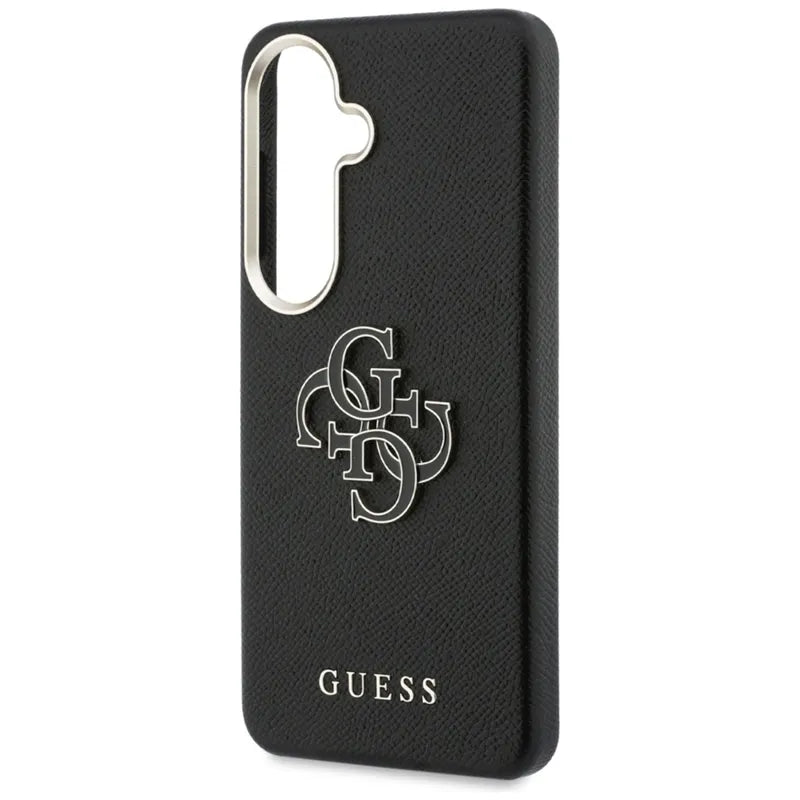 Guess Grained Big 4G Metal Logo dėklas - Samsung Galaxy S26 dėklas (juodas)