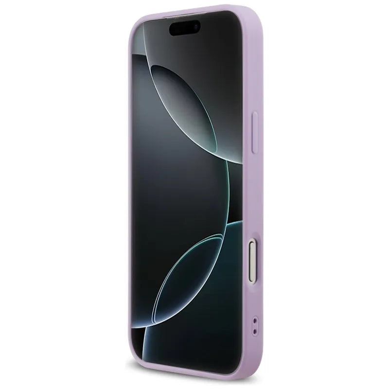 Guess Grained Ring MagSafe dėklas iPhone 17 Pro Max (violetinis)