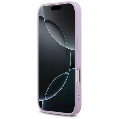 Guess Grained Ring MagSafe dėklas iPhone 17 Pro (violetinė)