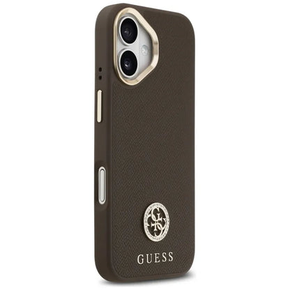 Guess Grained Strass Logo MagSafe - Dėklas iPhone 17 (ruda)