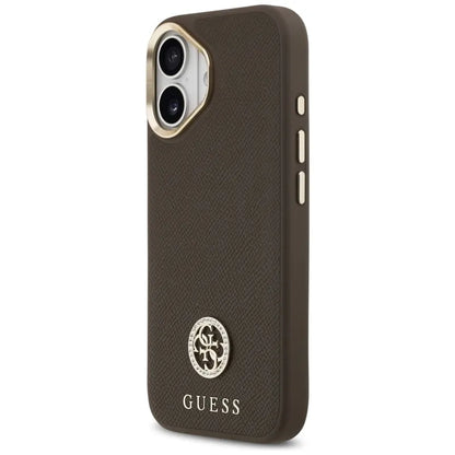 Guess Grained Strass Logo MagSafe - Dėklas iPhone 17 (ruda)