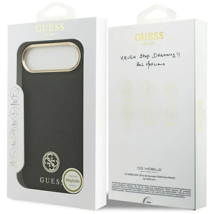 Guess Grained Strass Logo MagSafe - dėklas iPhone Air (juodas)