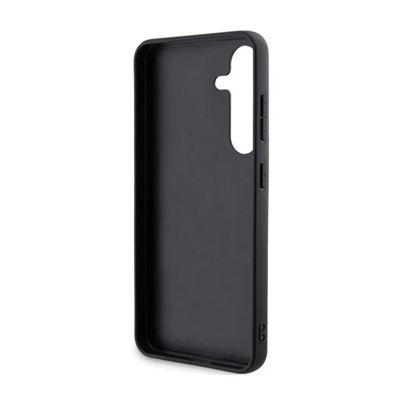 Guess Grip Stand 4G Triangle Strass Logo – dėklas „Samsung Galaxy S24“ (rudas)