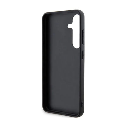Guess Grip Stand 4G Triangle Strass Logo – dėklas „Samsung Galaxy S24“ (rudas)