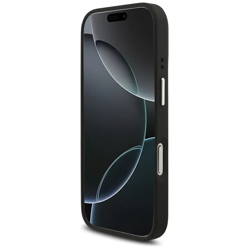 Guess Grūdėtas Didelis 4G Klasikinis Logotipas - Dėklas iPhone 17 Pro (juodas)