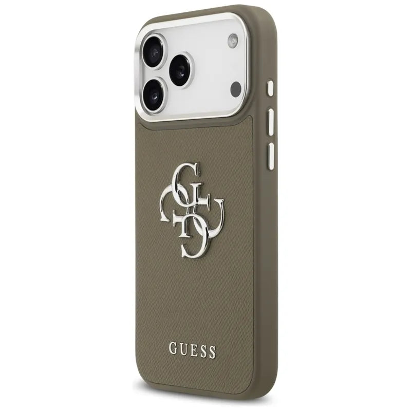 Guess Grūdėtas Didelis 4G Klasikinis Logotipas - Dėklas iPhone 17 Pro Max (rudas)