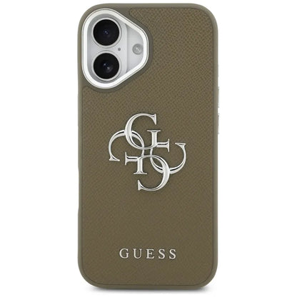 Guess Grūdėtas Didelis 4G Klasikinis Logotipas - Dėklas iPhone 17 (rudos spalvos)