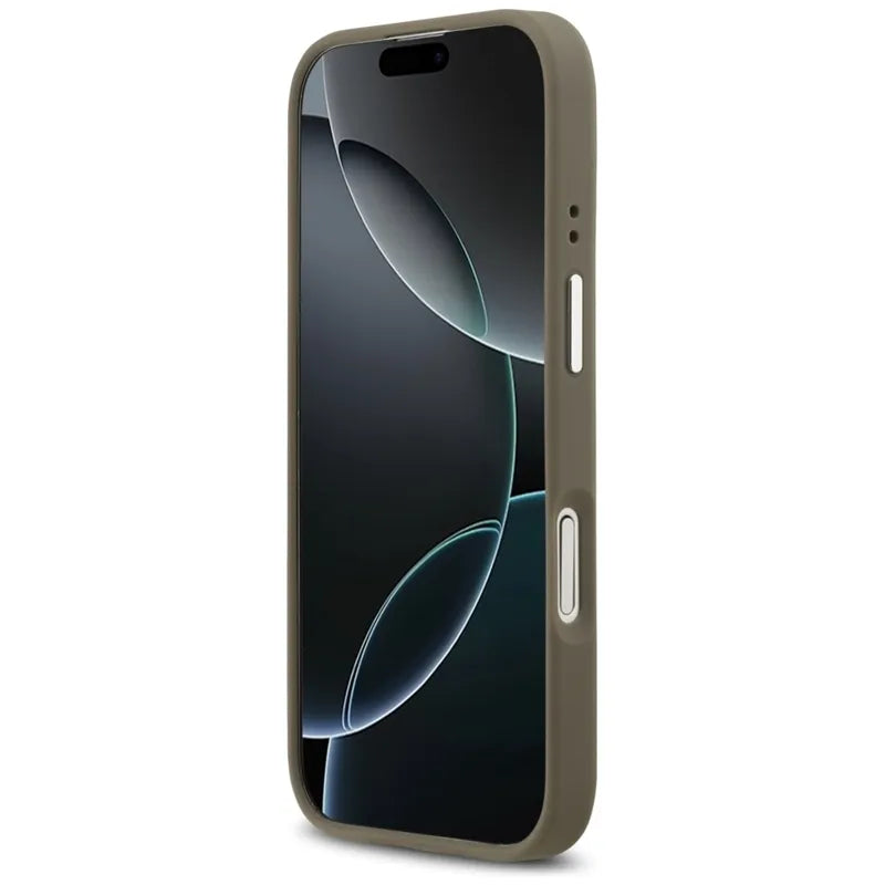 Guess Grūdėtas Didelis 4G Klasikinis Logotipas - Dėklas iPhone 17 (rudos spalvos)