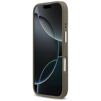 Guess Grūdėtas Didelis 4G Klasikinis Logotipas - Dėklas iPhone 17 (rudos spalvos)