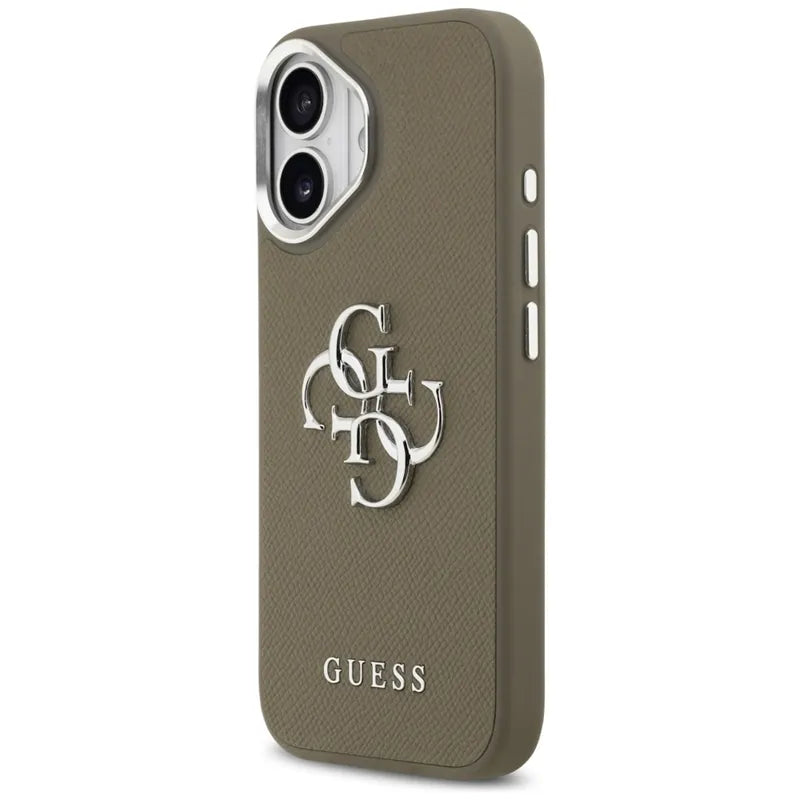 Guess Grūdėtas Didelis 4G Klasikinis Logotipas - Dėklas iPhone 17 (rudos spalvos)