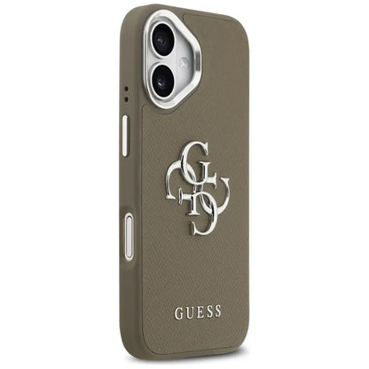 Guess Grūdėtas Didelis 4G Klasikinis Logotipas - Dėklas iPhone 17 (rudos spalvos)