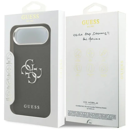 Guess Grūdėtas didelis 4G klasikinis logotipas - dėklas iPhone Air (juodas)