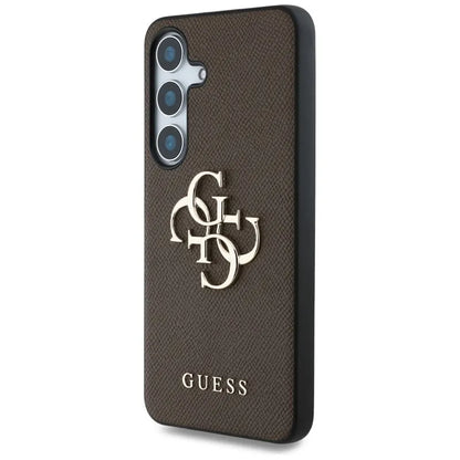 Guess Grūdėtas Didelis 4G Logotipas Mažas Klasikinis Logotipas – Dėklas, skirtas Samsung Galaxy S25+ (rudos spalvos)
