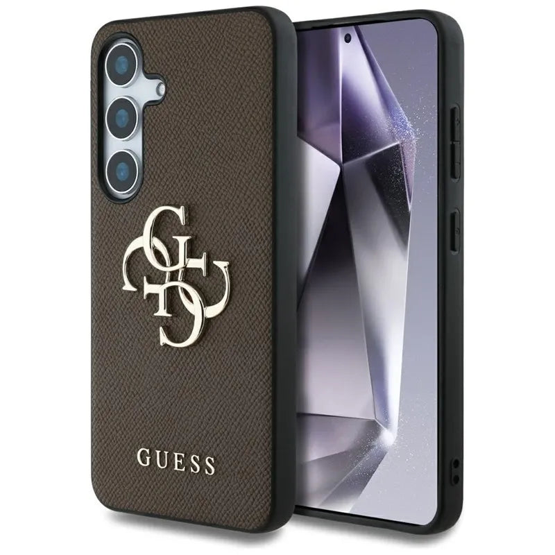 Guess Grūdėtas Didelis 4G Logotipas Mažas Klasikinis Logotipas – Dėklas, skirtas Samsung Galaxy S25+ (rudos spalvos)