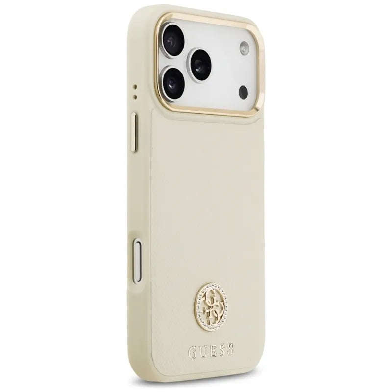 Guess Grūdėtas Strazdų Logotipo MagSafe – Dėklas iPhone 17 Pro Max (smėlio spalvos)