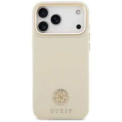 Guess Grūdėtas Strazdų Logotipo MagSafe – Dėklas iPhone 17 Pro Max (smėlio spalvos)