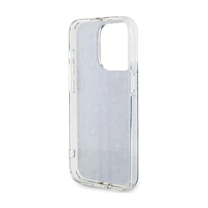 Guess IML 4G Gold Stripe – dėklas iPhone 15 Pro (juodas)