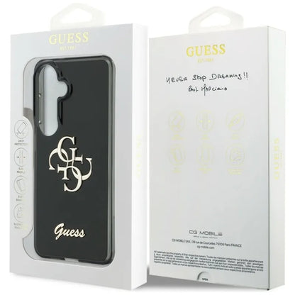 Guess IML Big Metal 4G Script – Samsung Galaxy S26 dėklas (juodas)