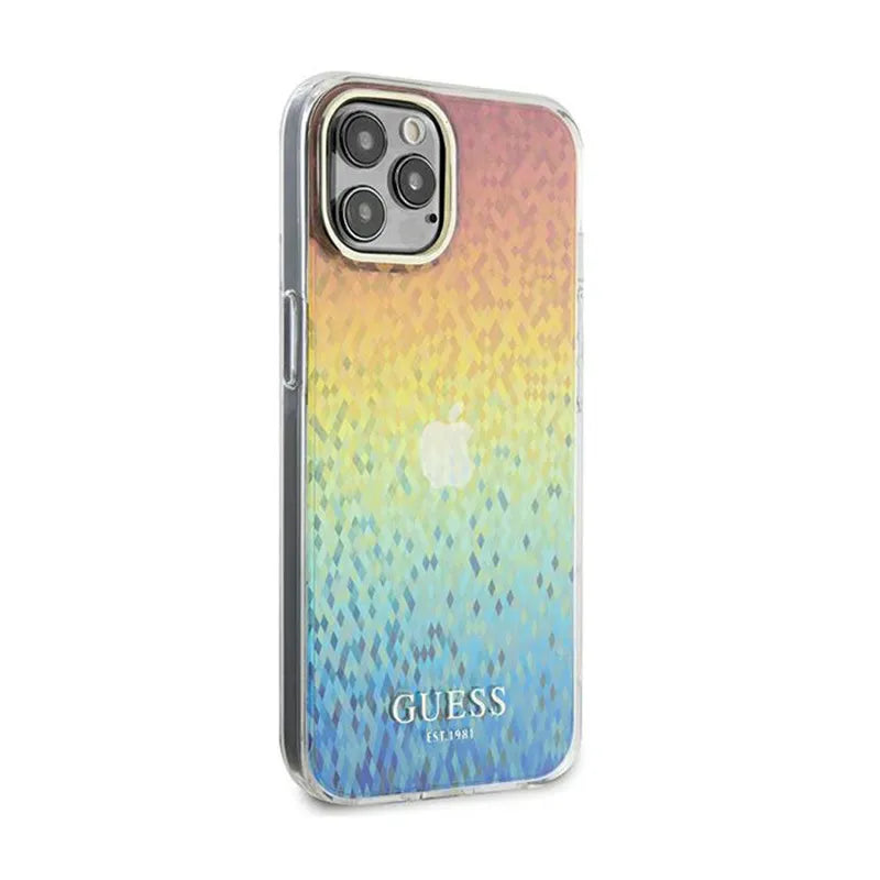Guess IML Faceted Mirror Disco Iridescent – dėklas iPhone 12 / iPhone 12 Pro (vaivorykštės)