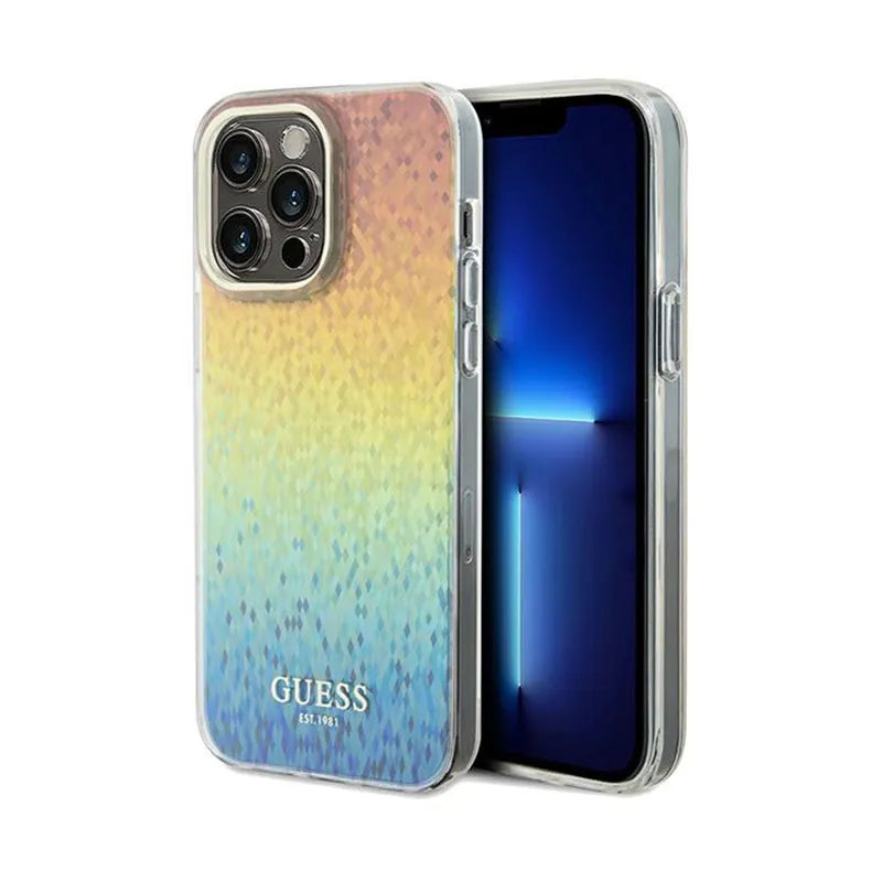 Guess IML Faceted Mirror Disco Iridescent – dėklas, skirtas „iPhone 13 Pro Max“ (blizgus ir šviečiantis)