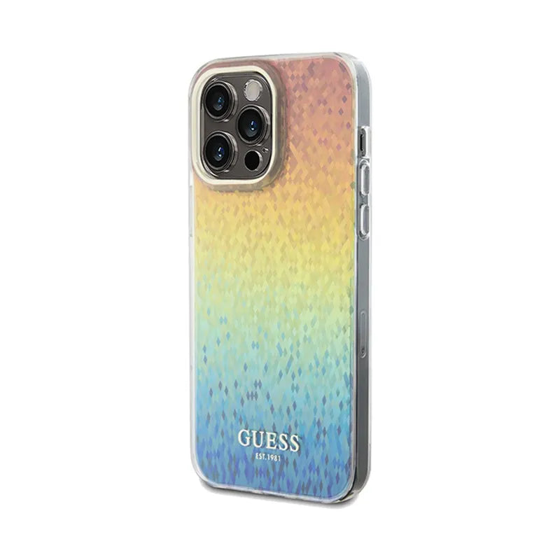 Guess IML Faceted Mirror Disco Iridescent – dėklas, skirtas „iPhone 13 Pro Max“ (blizgus ir šviečiantis)