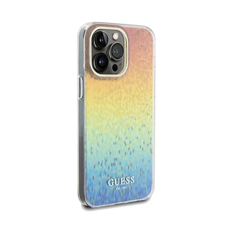 Guess IML Faceted Mirror Disco Iridescent – dėklas, skirtas „iPhone 13 Pro Max“ (blizgus ir šviečiantis)