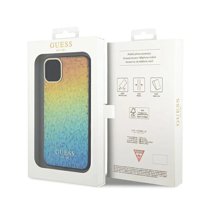 Guess IML Faceted Mirror Disco Vaivorykštinis – „iPhone 11“ dėklas (vaivorykštinis)