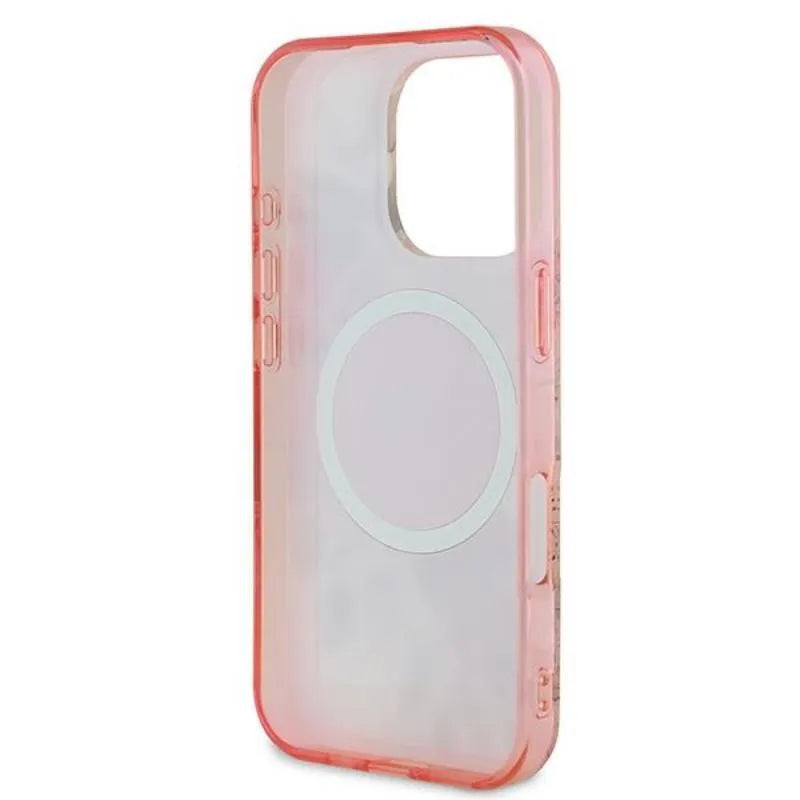 Guess IML Flower & Tonal Circle MagSafe - dėklas iPhone 16 Pro Max (rožinis)