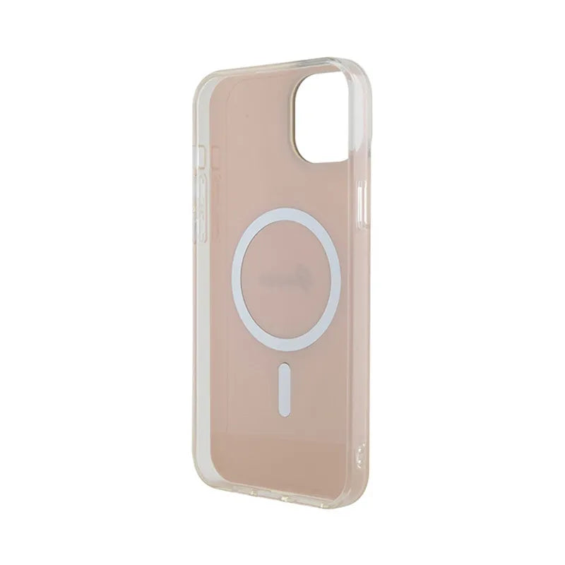 Guess IML Iridescent MagSafe – „iPhone 15 Plus“ dėklas (rožinis)