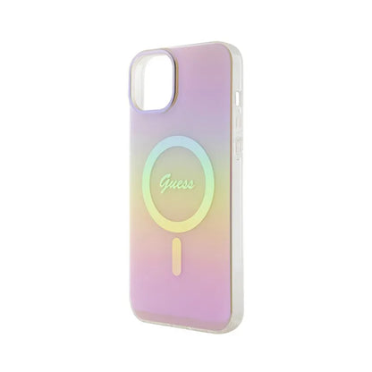 Guess IML Iridescent MagSafe – „iPhone 15 Plus“ dėklas (rožinis)
