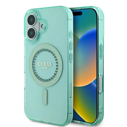 Guess IML kalnų krištolai MagSafe – dėklas skirtas iPhone 16 Plus (žalias)