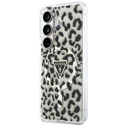 Guess IML Leopard Print Triangle MagSafe - Samsung Galaxy S26 dėklas (juodas)