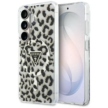 Guess IML Leopard Print Triangle MagSafe - Samsung Galaxy S26 dėklas (juodas)