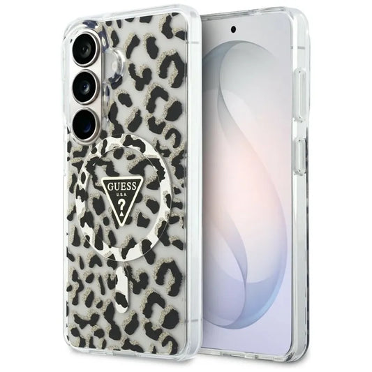 Guess IML Leopard Print Triangle MagSafe - Samsung Galaxy S26 dėklas (juodas)