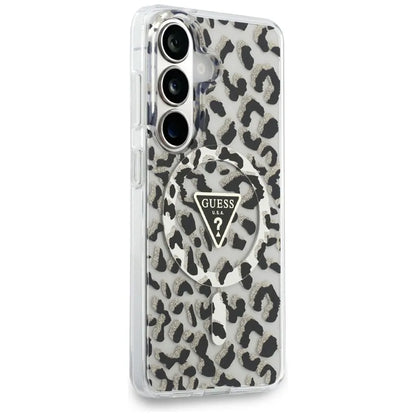 Guess IML Leopard Print Triangle MagSafe - Samsung Galaxy S26 dėklas (juodas)