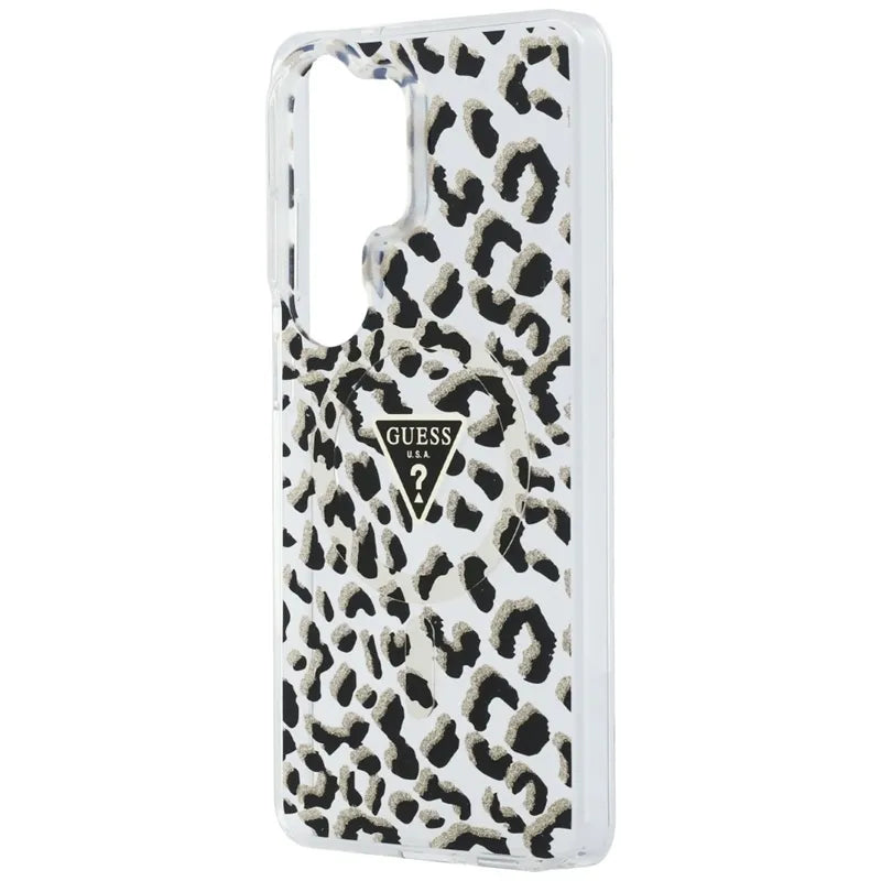 Guess IML Leopard Print Triangle MagSafe - Samsung Galaxy S26 Ultra dėklas (juodas)