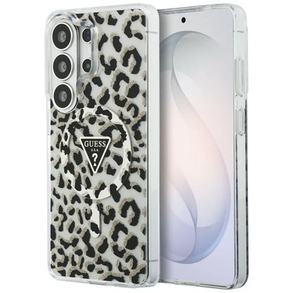 Guess IML Leopard Print Triangle MagSafe - Samsung Galaxy S26 Ultra dėklas (juodas)