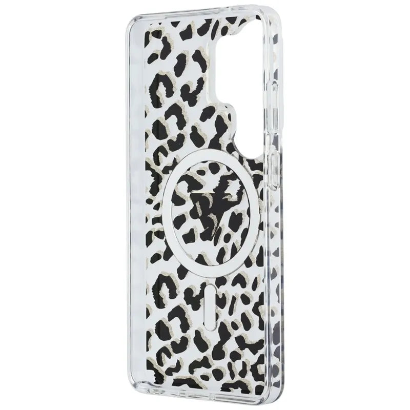 Guess IML Leopard Print Triangle MagSafe - Samsung Galaxy S26 Ultra dėklas (juodas)