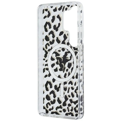 Guess IML Leopard Print Triangle MagSafe - Samsung Galaxy S26 Ultra dėklas (juodas)