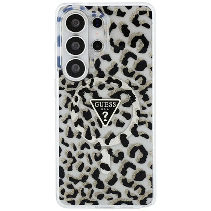 Guess IML Leopard Print Triangle MagSafe - Samsung Galaxy S26 Ultra dėklas (juodas)